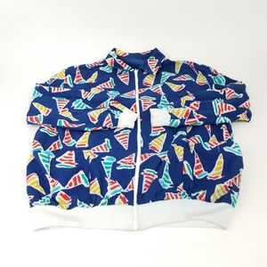 Reversible Blue white Colorful Pizza Jacket Sz M
